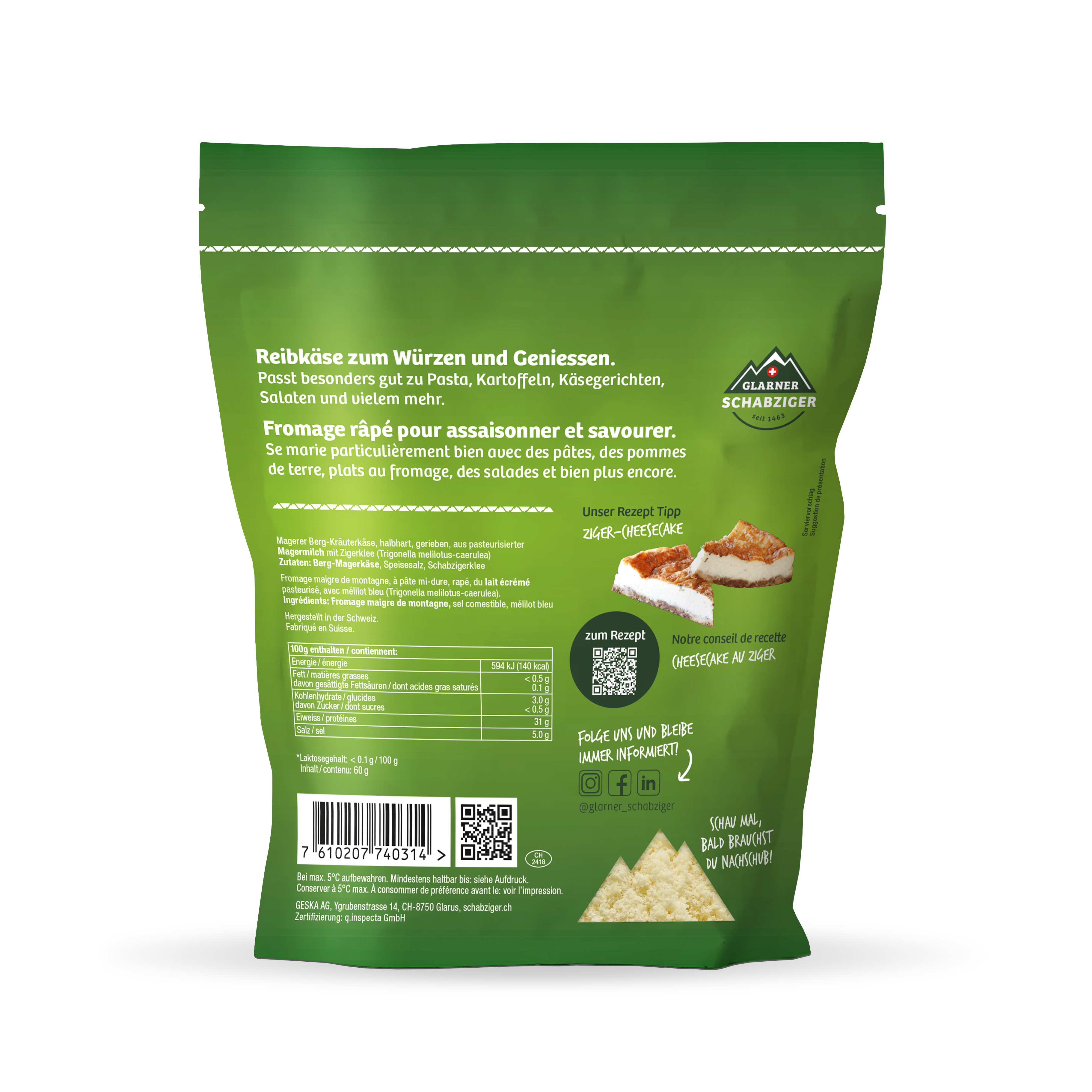Schabziger Gewürz Reibkäse
